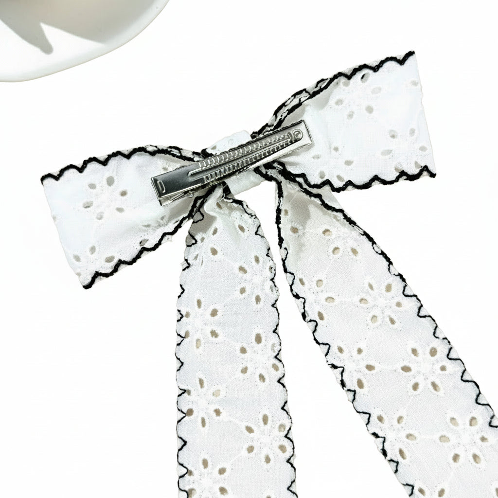 Girls Floral Lace Hairbows With Trim