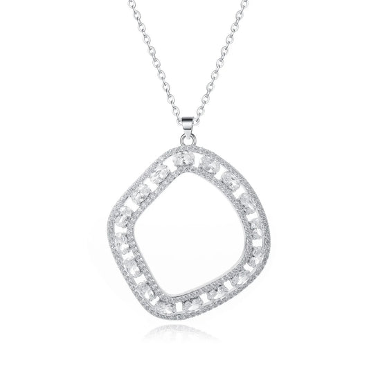 Crystal Infinity Pendant Necklace- Silver