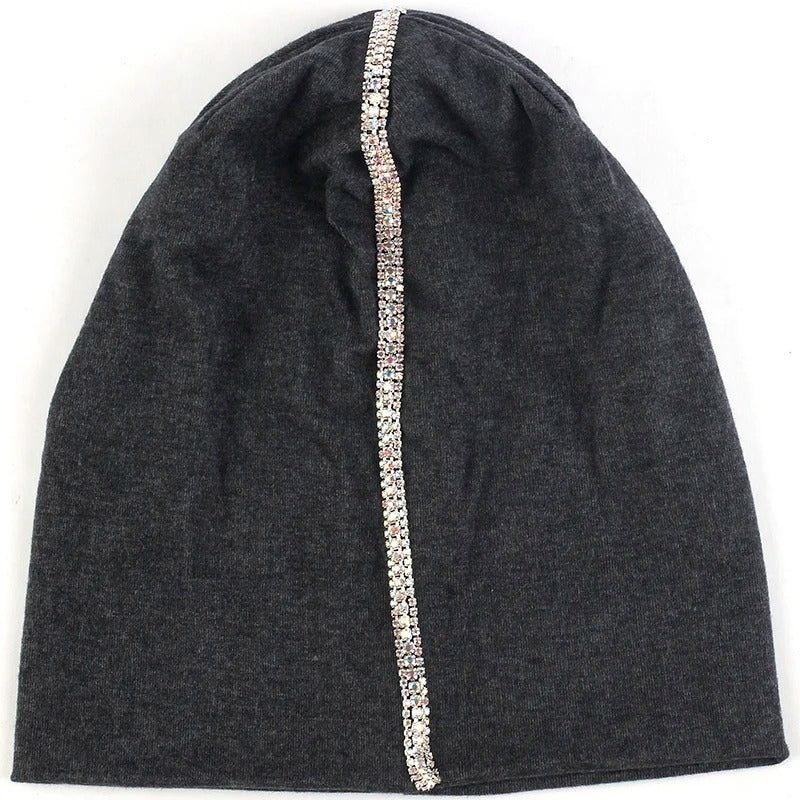 Soft Rhinestone Line Beanie