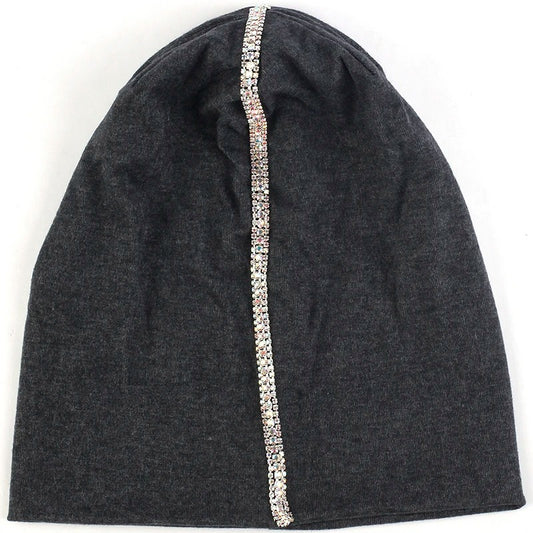 Soft Rhinestone Line Beanie