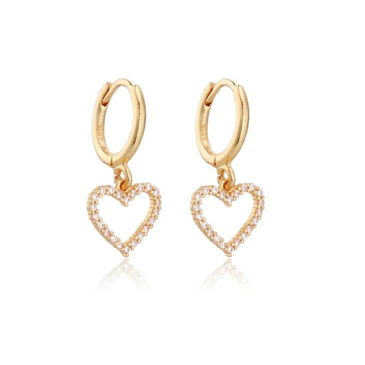 Girls Sterling Silver Dainty Heart Drop Earrings