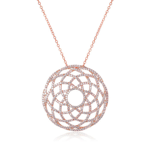 Ladies Crystal Infinity Flower Pendant Rose Gold
