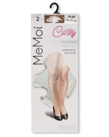 Memoi Curvy Silky Sheer Knee High 20 Denier- 2 Pack - MM 4210