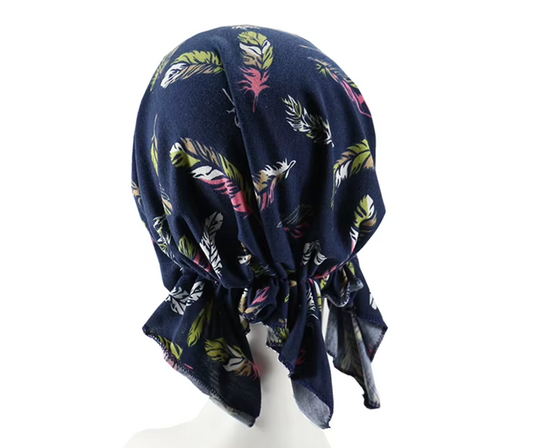 Jersey Short Tail Exercise Bandana- Navy Leaf