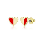 My Little Jewel Half Enamel Heart Surgical Steel Screw Back Earrings