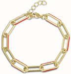 Ladies Dual Tone Link Chain Bracelet Gold Plated