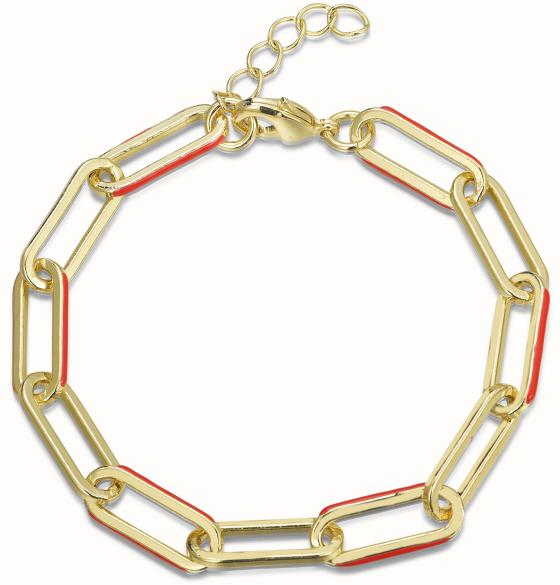 Ladies Dual Tone Link Chain Bracelet Gold Plated