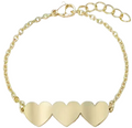 Girls Triple Heart Link Bracelet